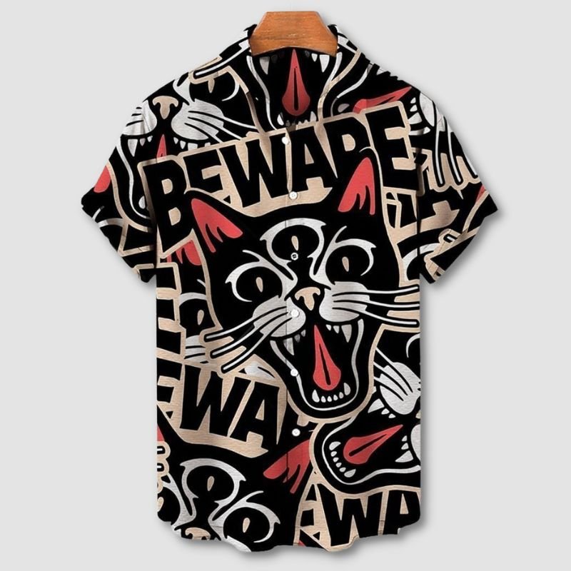Beware Cat Hawaiian Shirt - Super Kitty Cats - 12000028110813584-ZL-2462-European size S