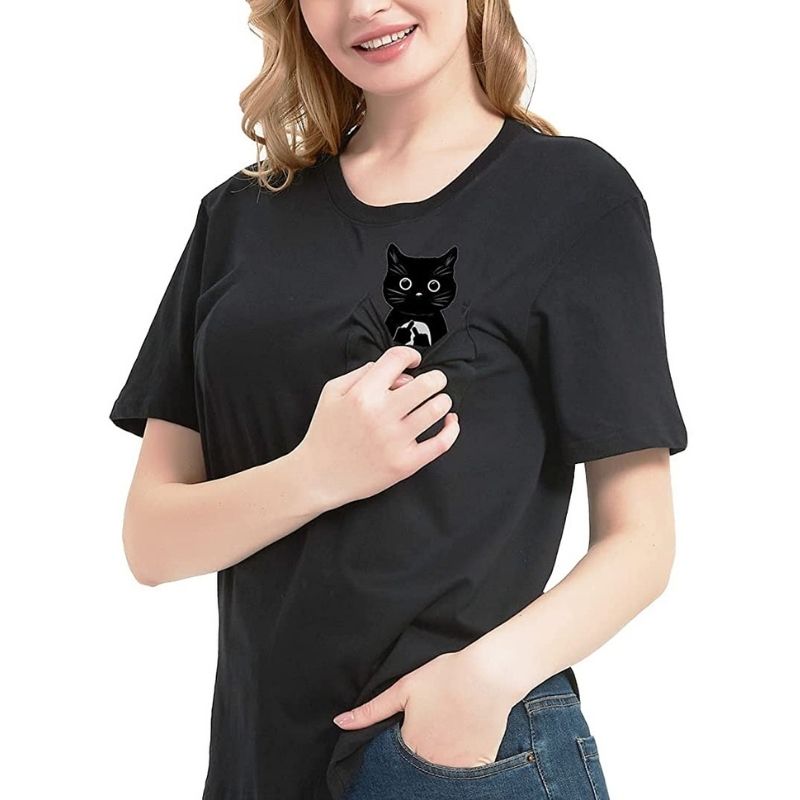 Black Cat Rules Pocket T-shirt - Super Kitty Cats - 49378820-2-xxl