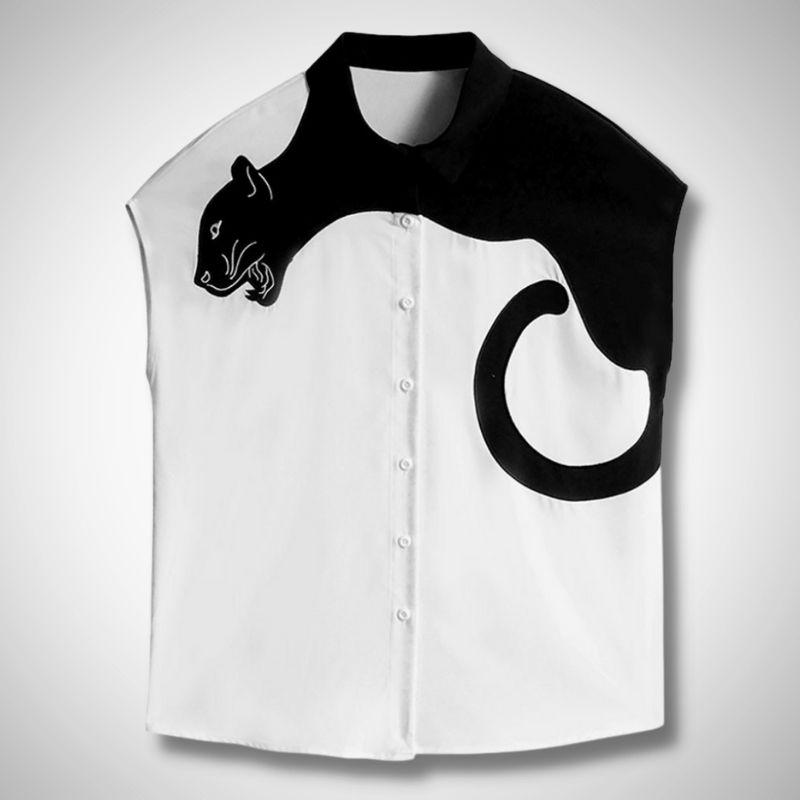 Black Panther Fashion Shirt - Super Kitty Cats - 38582434-l-white