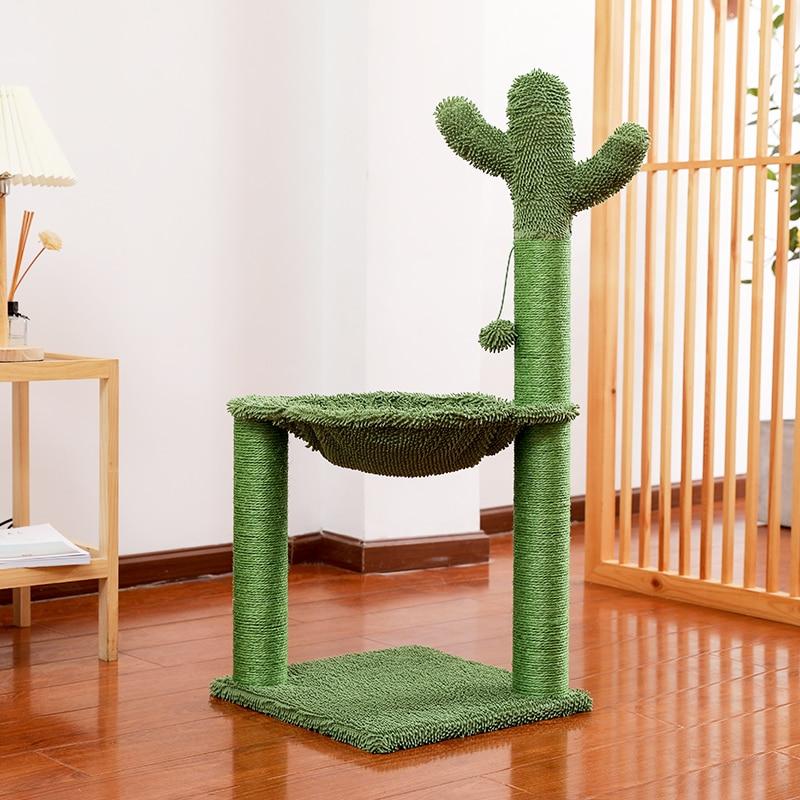 Cactus Cat Tree With Hammock - Super Kitty Cats - 46486926-amt0113gn-as-picture-united-states