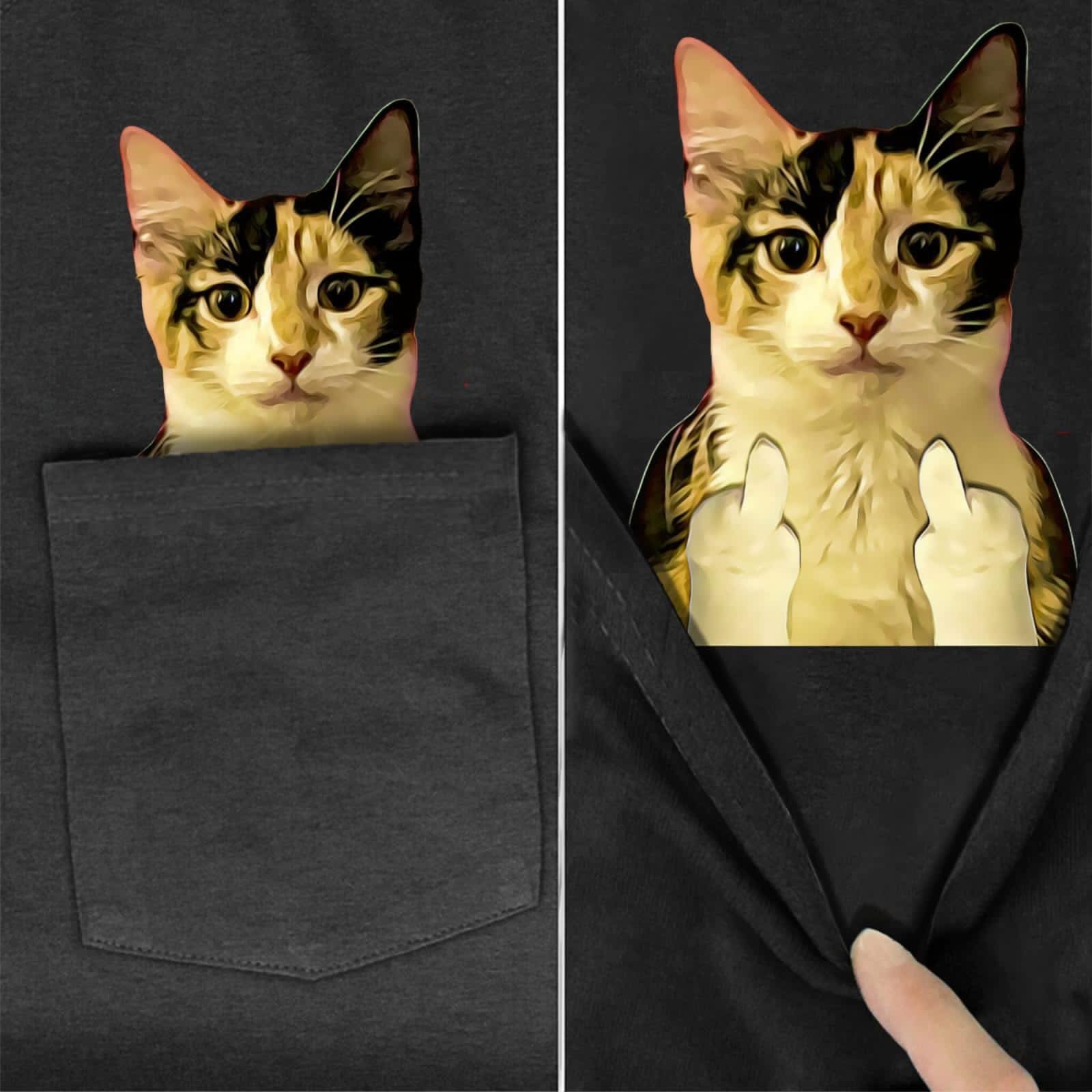 Calico Cat Double Flip Pocket T-Shirt - Super Kitty Cats - CalicoDFP-S