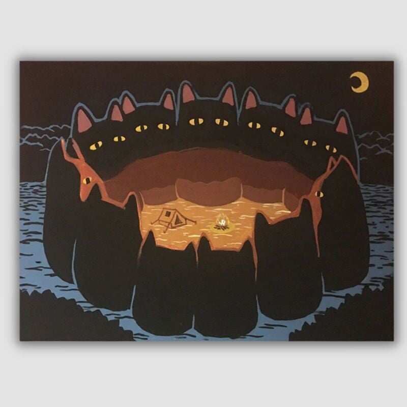 Camping Cats Canvas Print - Super Kitty Cats - 1005004762318041-Green-China-A3 30x42cm no frame