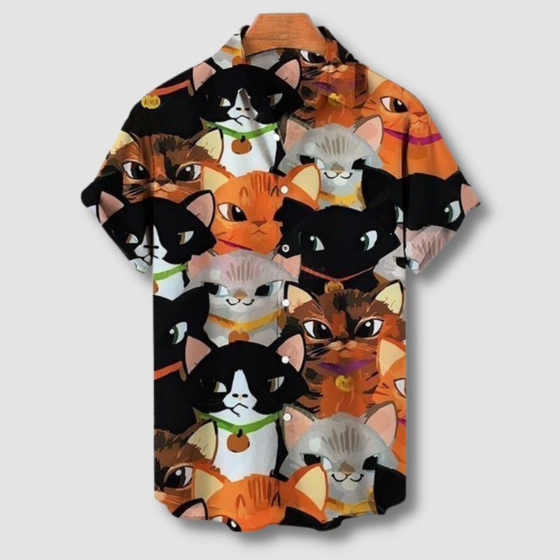 Cartoon Cats Hawaiian Shirt - Super Kitty Cats - 12000028110813488-ZL-2420-European size S