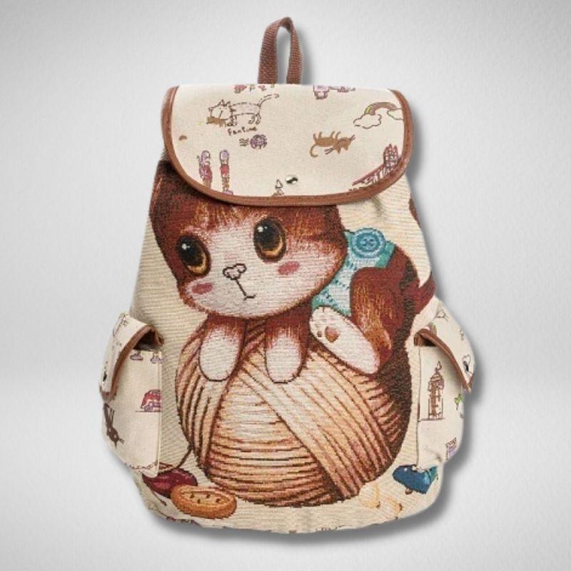 Casual Cat Canvas Backpack - Super Kitty Cats - 8245712-840b