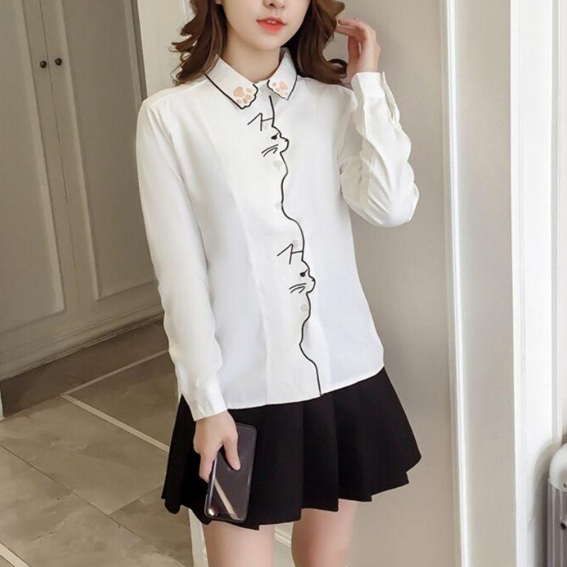 Cat Anthem Long Sleeve Shirt - Super Kitty Cats - 34289061-l-white