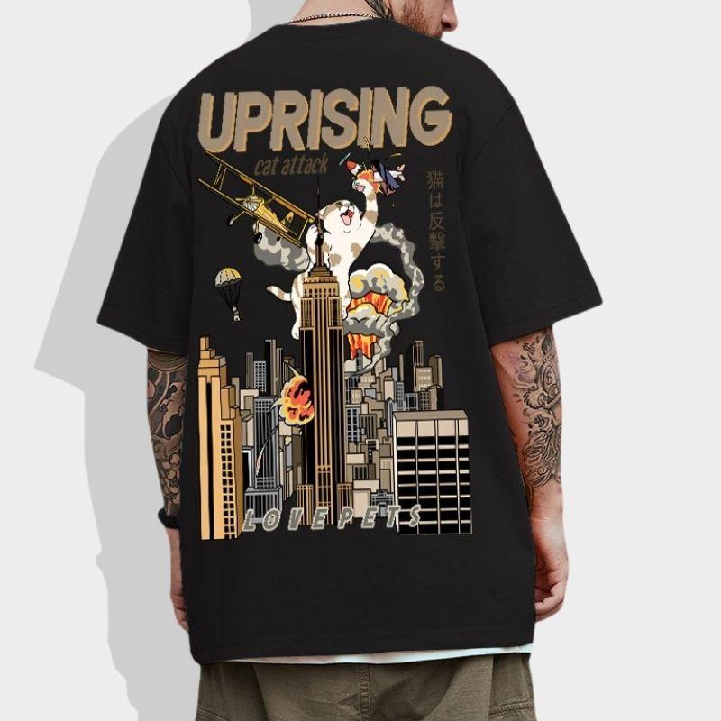 Cat Attack Oversized T-shirt - Super Kitty Cats - 44633660-black-xxl