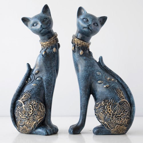 Cat Couple Resin Statues - Super Kitty Cats - 25089600-texture-blue