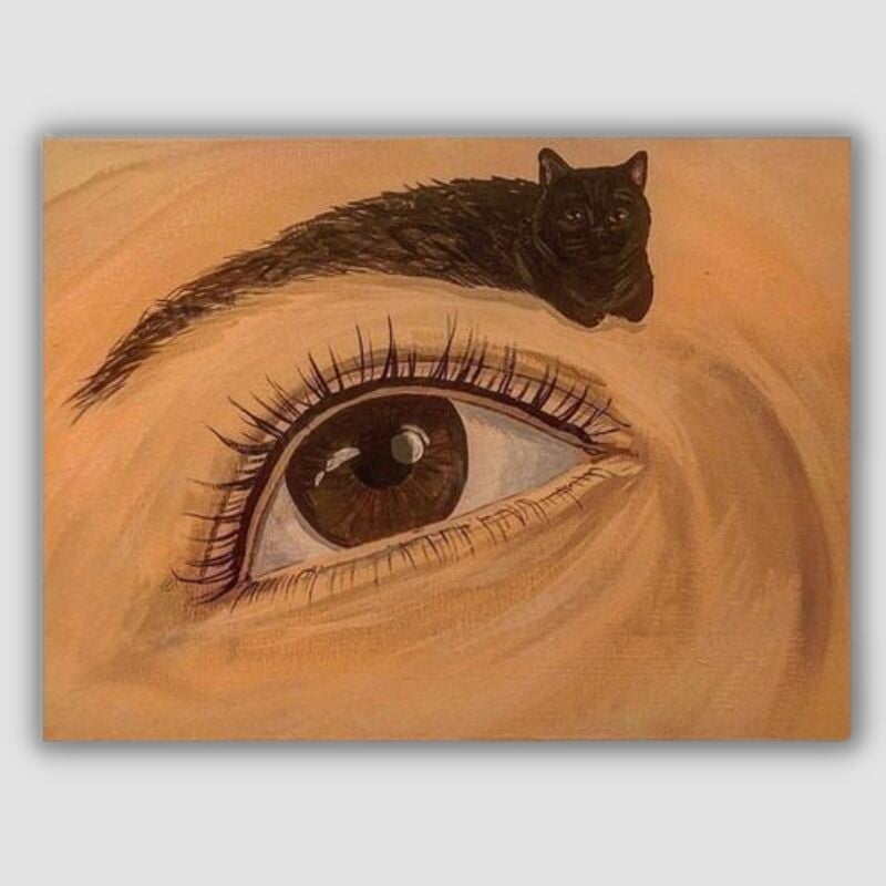 Cat Eyebrow Illusion Canvas Print - Super Kitty Cats - 1005004762318041-Blue-China-A4 21x30cm no frame
