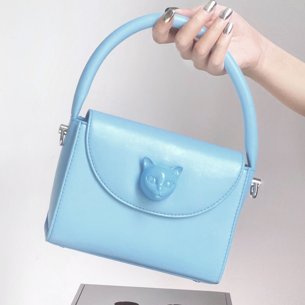 Cat Genuine Leather Handbag - Super Kitty Cats - 44746829-purple