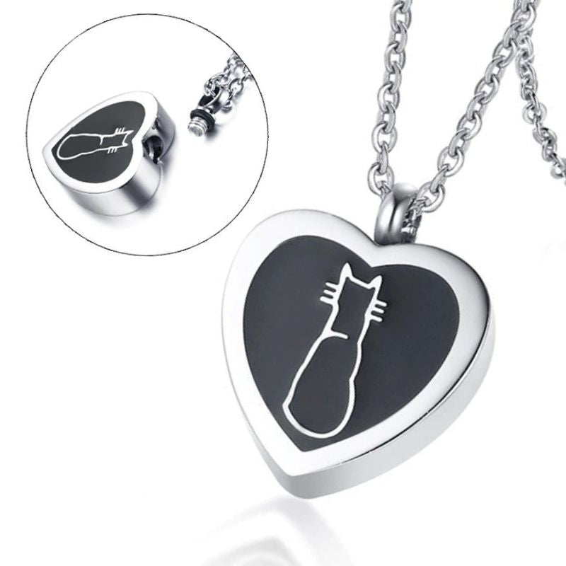Cat Heart Urn Memorial Necklace - Super Kitty Cats - 20485914-50cm