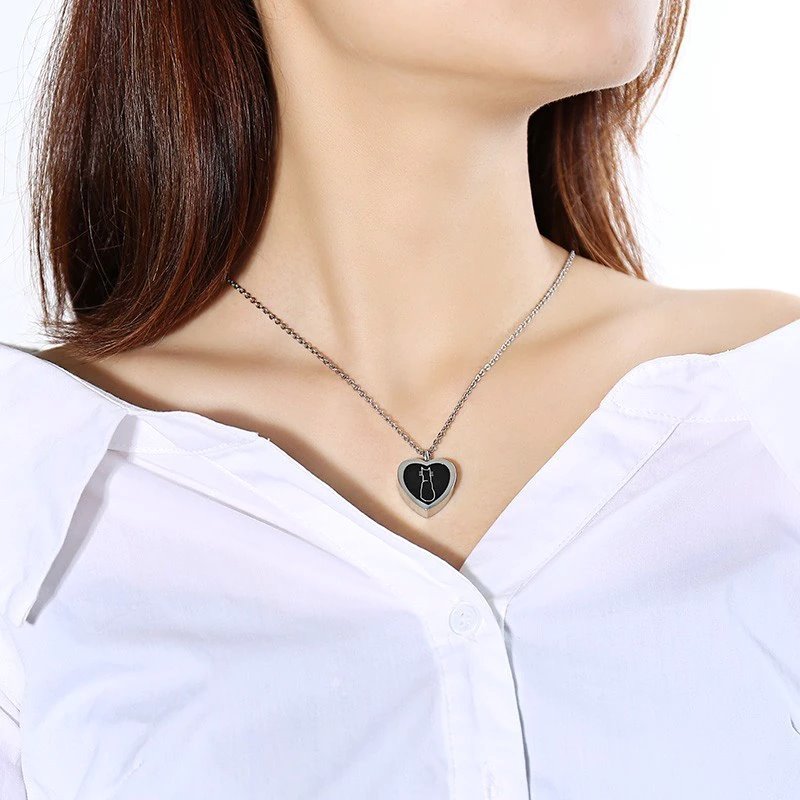 Cat Heart Urn Memorial Necklace - Super Kitty Cats - 20485914-50cm