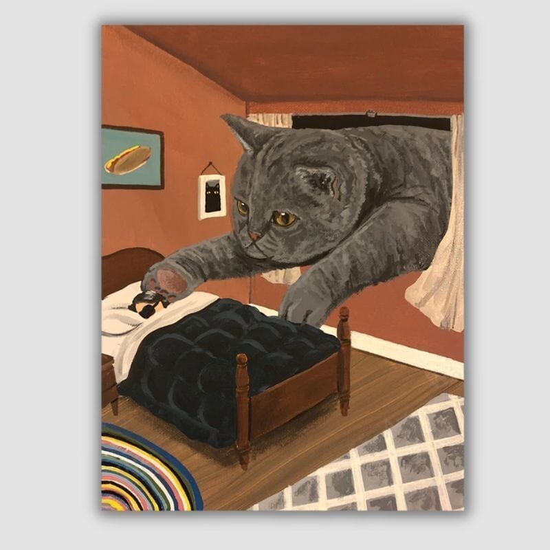 Cat Into Bedroom Canvas Print Super Kitty Cats