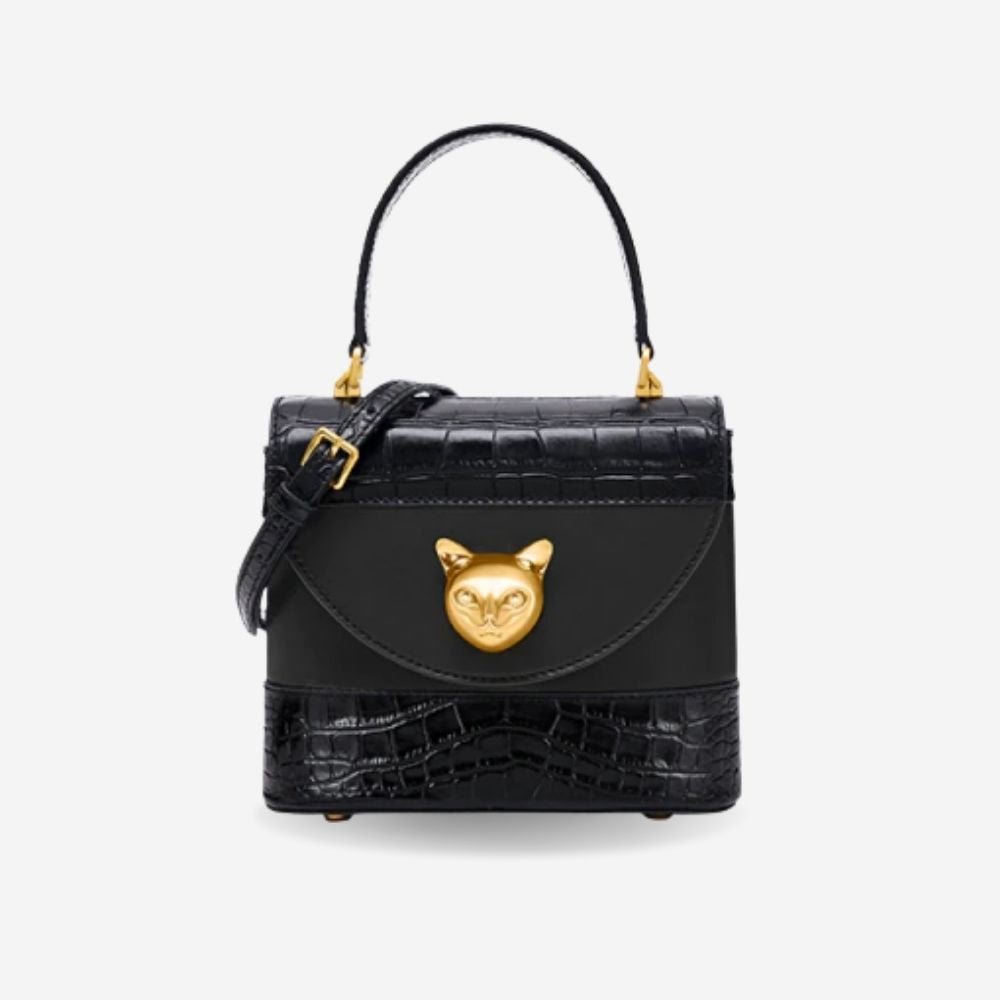 Cat Leather Bucket Bag - Super Kitty Cats - 43371862-black-cn