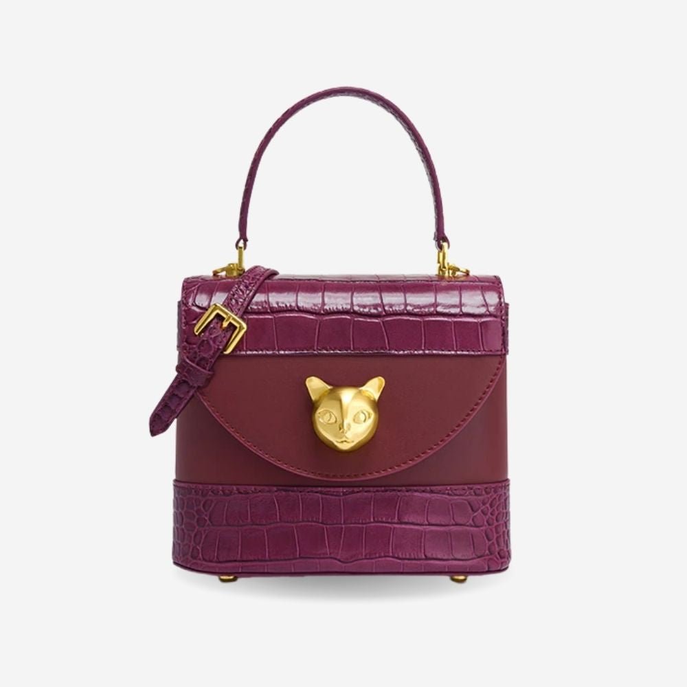 Cat Leather Bucket Bag - Super Kitty Cats - 43371862-purpllish-cn