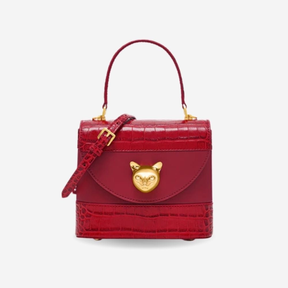 Cat Leather Bucket Bag - Super Kitty Cats - 43371862-red-cn