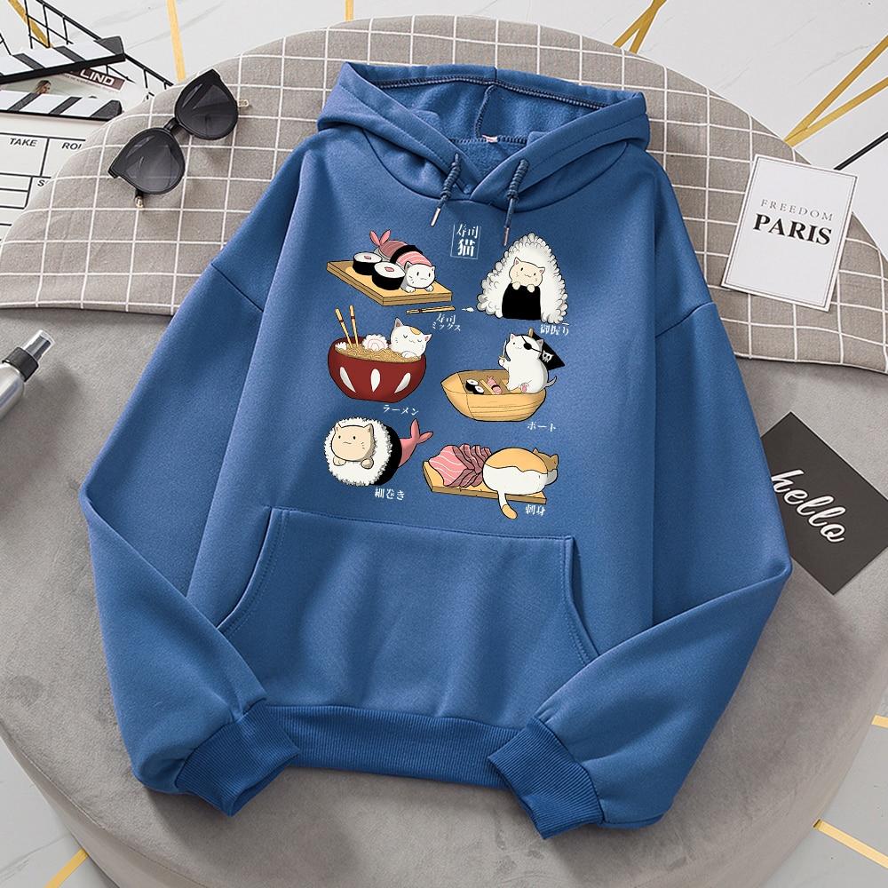 Cat Sushi Hoodies - Super Kitty Cats - 44236626-haze-blue-m-china