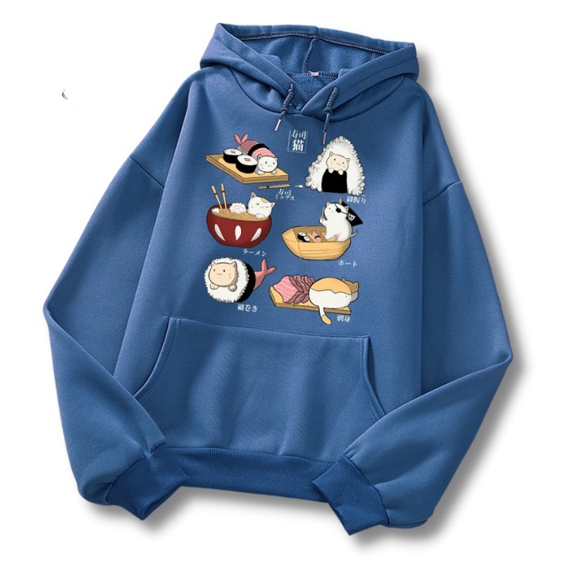 Cat Sushi Hoodies - Super Kitty Cats - 44236626-haze-blue-s-china