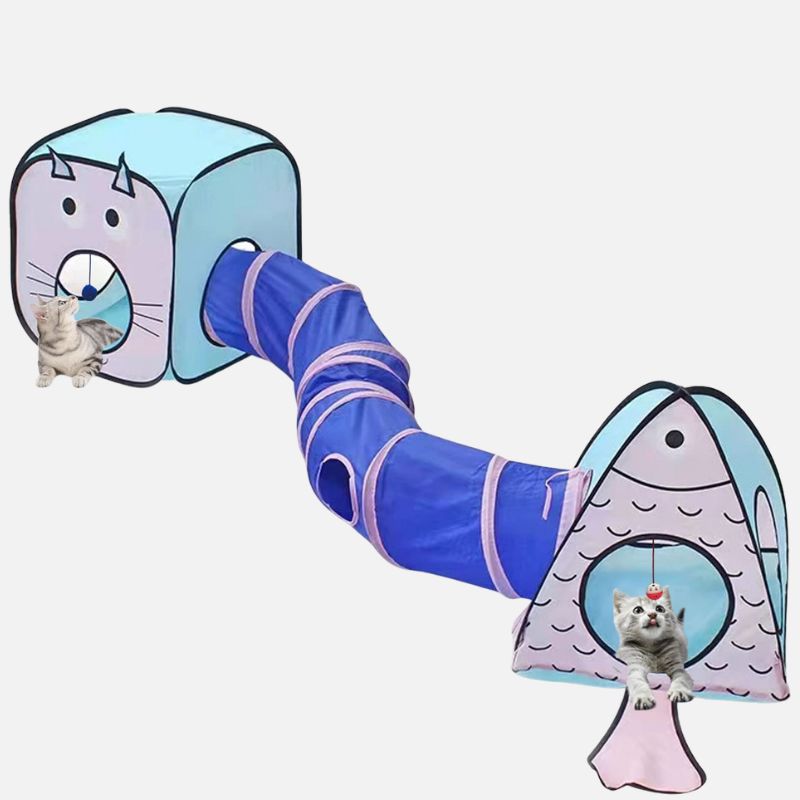 Cat Tunnel, Cube &amp; Tent Set - Super Kitty Cats - 12000027284466634-Black