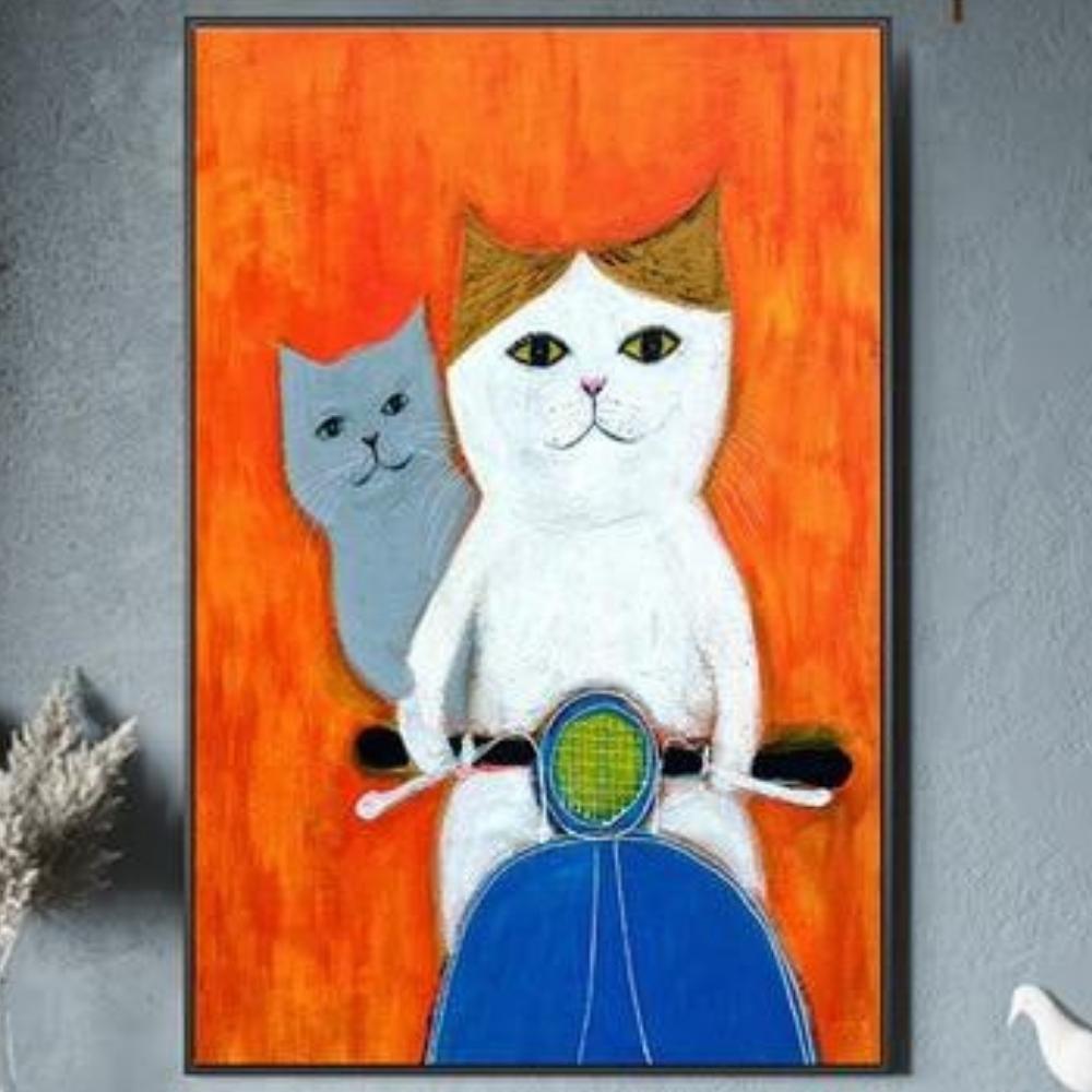 Cats Riding Towards - Super Kitty Cats - 41844281-30x45cm-no-frame-0535-05