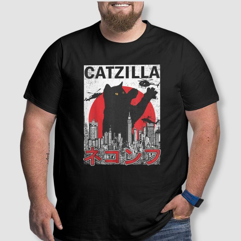 Catzilla Japanese T-shirt - Super Kitty Cats - 39371480-black-xl