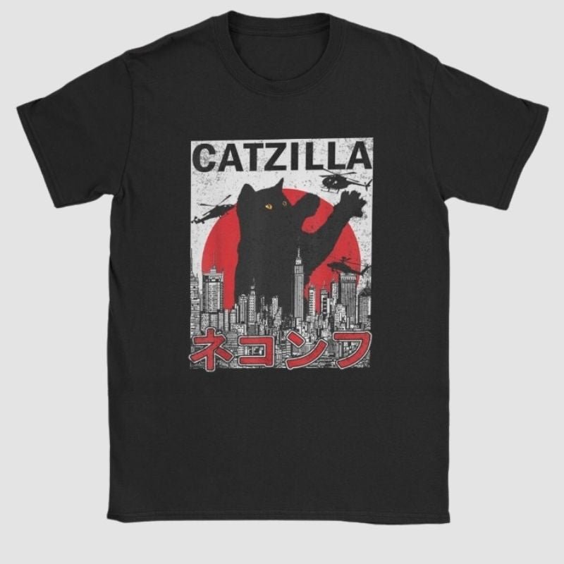 Catzilla Japanese T-shirt - Super Kitty Cats - 39371480-black-xl