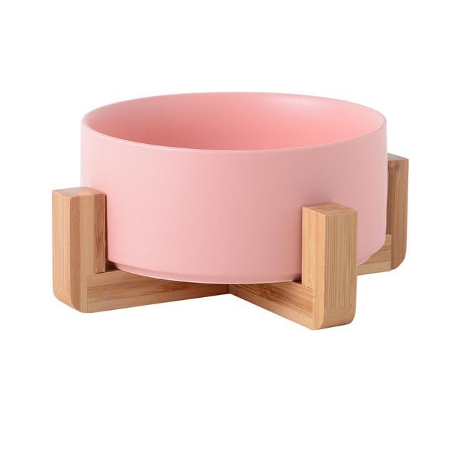 Ceramic Raised Cat Bowl - Super Kitty Cats - 42075738-pink-with-stand-850ml-cat-dog