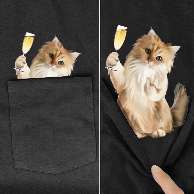Champagne Persian Cat Pocket T-shirt - Super Kitty Cats - ChampagnePersian-S