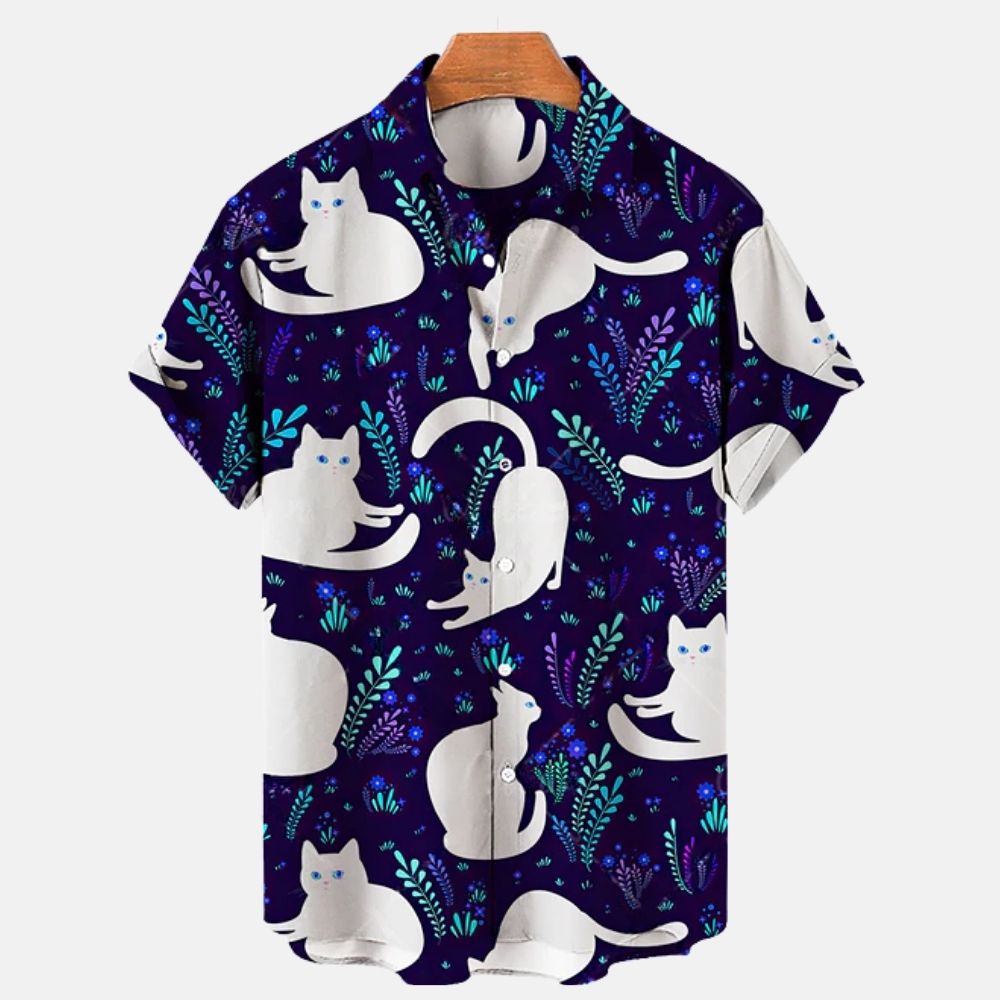 Charming Cats Hawaiian Shirt - Super Kitty Cats - 1005003887785195-ZM-4172-European size S