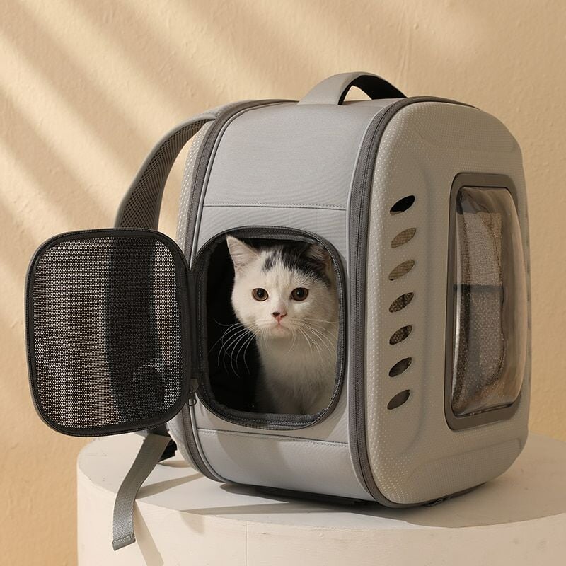 Collapsible Cat Backpack Carrier - Super Kitty Cats - 1005004050064713-Grey and Grey-China