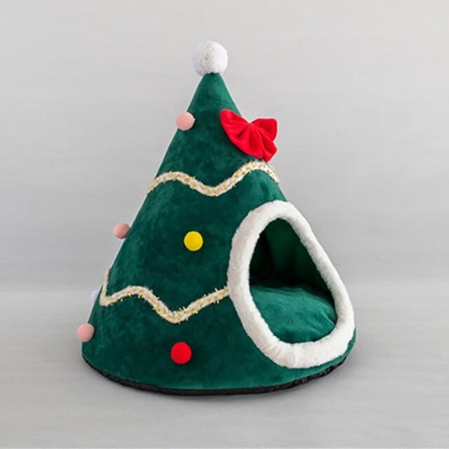 Cozy Christmas Cave Cat Bed - Super Kitty Cats - 1005004282171465-M 55x45x45cm-Green