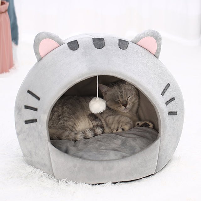 Cuddly Mouse Cat Cave Bed - Super Kitty Cats - 12000026904780840-Grey-Big 40x40CM