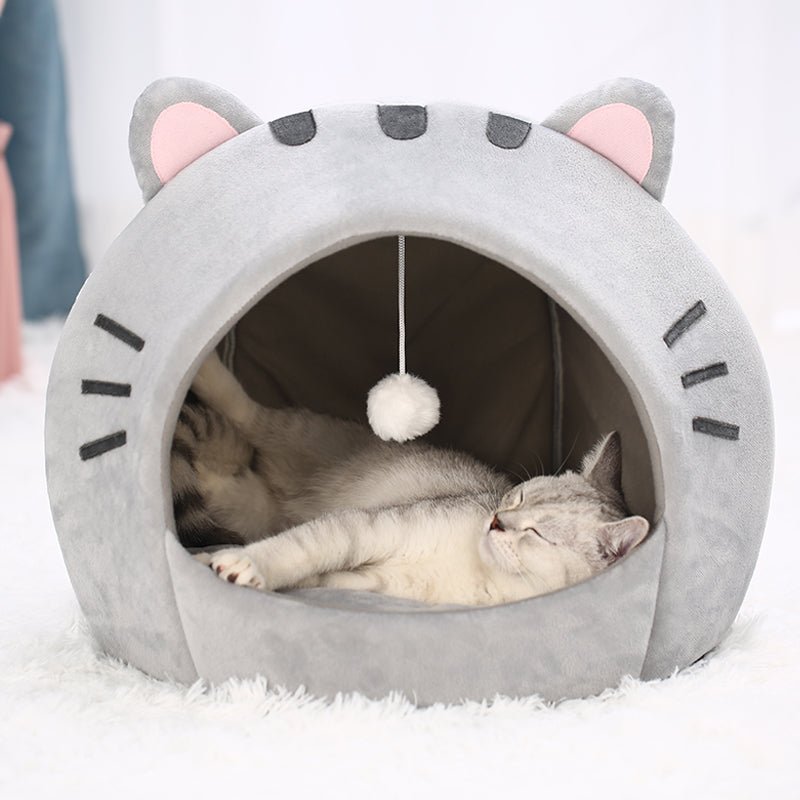 Cuddly Mouse Cat Cave Bed - Super Kitty Cats - 12000026904780840-Grey-Big 40x40CM