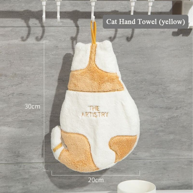 Cute Cat Hand Towel - Super Kitty Cats - 1005004366261110-yellow cat