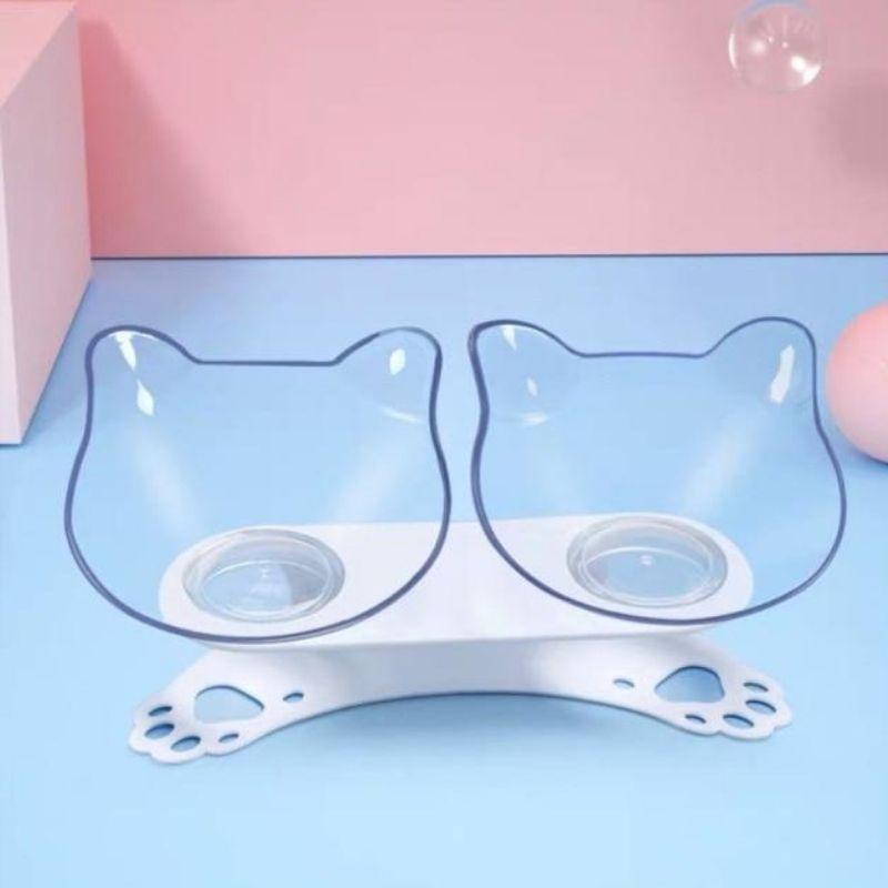 Double Raised Cat Bowl - Super Kitty Cats - 49947683-double-transparent