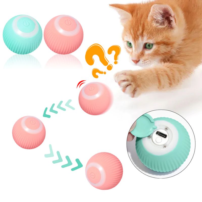 Electric Rolling Ball Cat Toy - Super Kitty Cats - 14:193#Smart Pink Ball