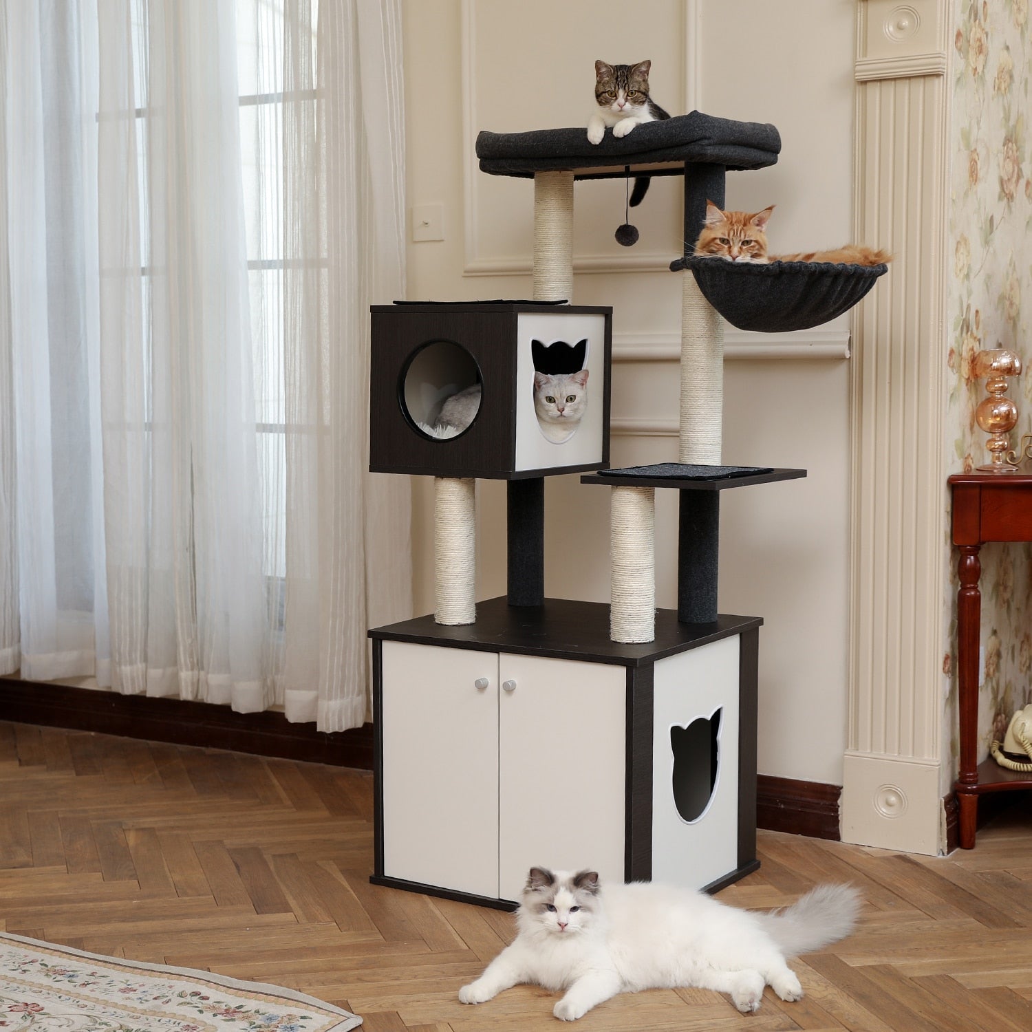 Elegant Closet Cat Tree - Super Kitty Cats - 45811902-amt0094bk-united-states