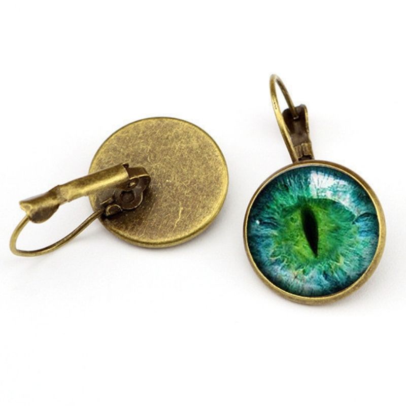 Emerald Cat Eye Earrings - Super Kitty Cats - 24561537-plated-bronze