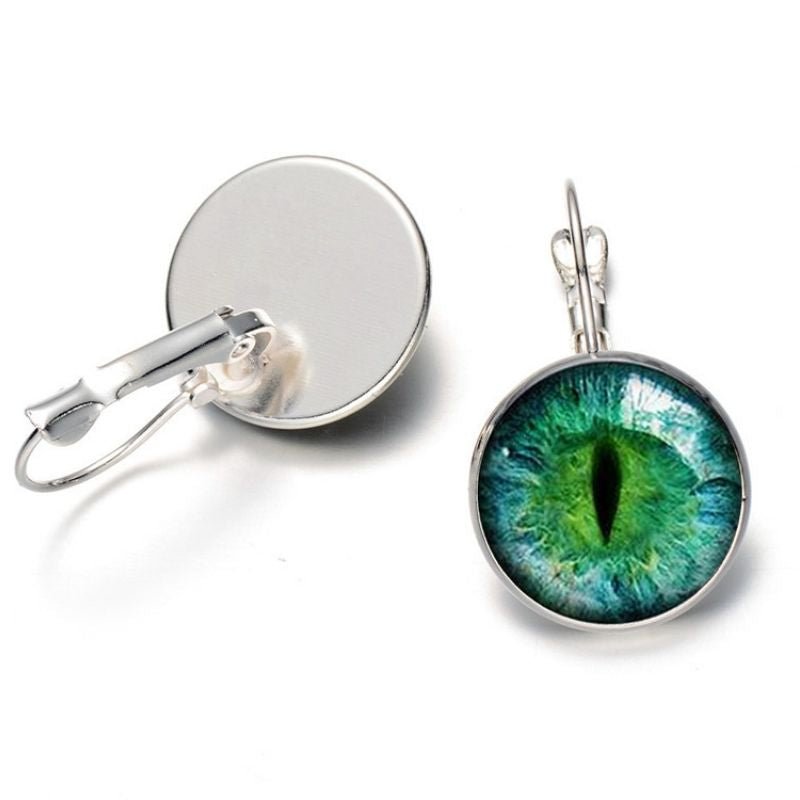 Emerald Cat Eye Earrings - Super Kitty Cats - 24561537-silver-plated