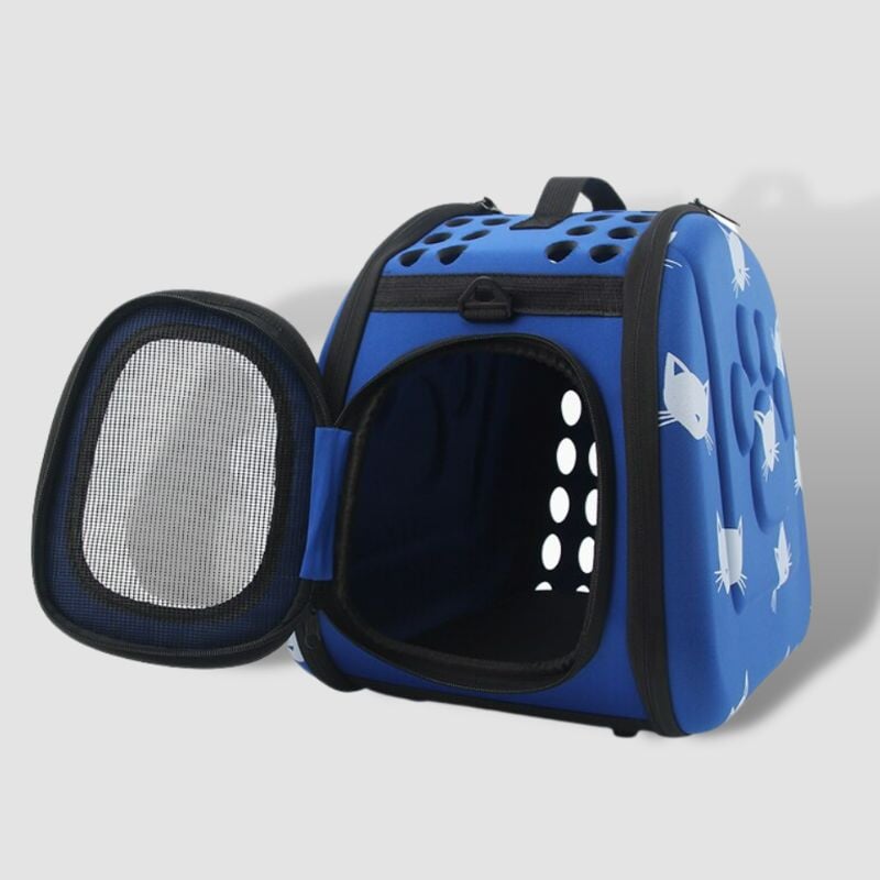 Foldable Cat Pattern Carrier - Super Kitty Cats - 32920716036-as picture-Blue 43x31x29cm m-China