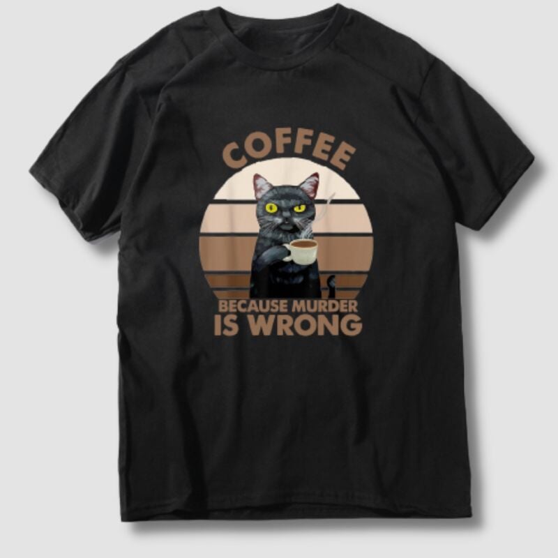 Funny Cat Coffee T-shirt - Super Kitty Cats - 46729490-baby-blue-xs