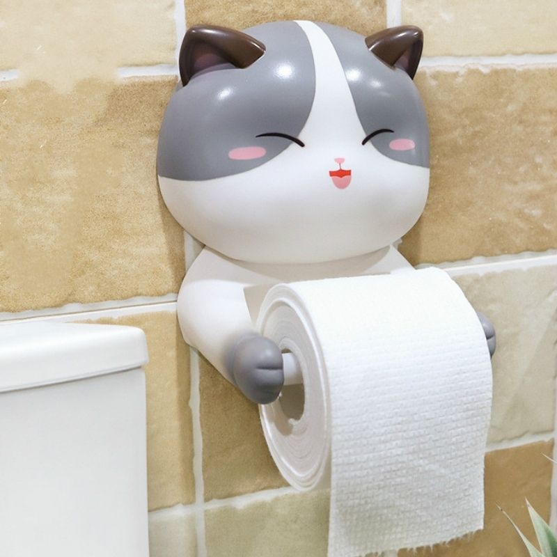 Funny Cat Toilet Paper Holder - Super Kitty Cats - 42678812-gray-sister