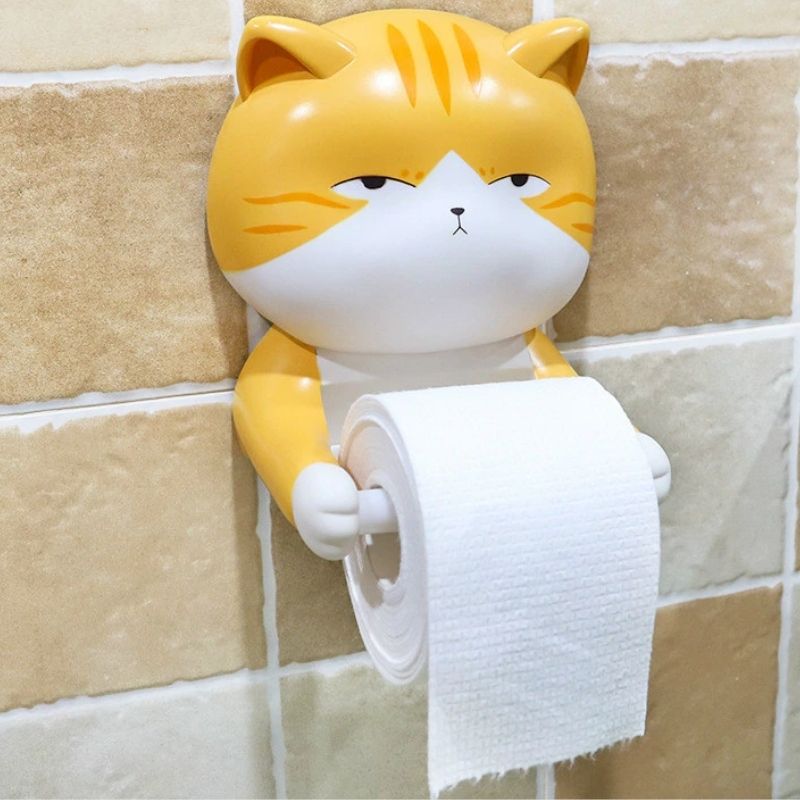Funny Cat Toilet Paper Holder - Super Kitty Cats - 42678812-yellow-brother