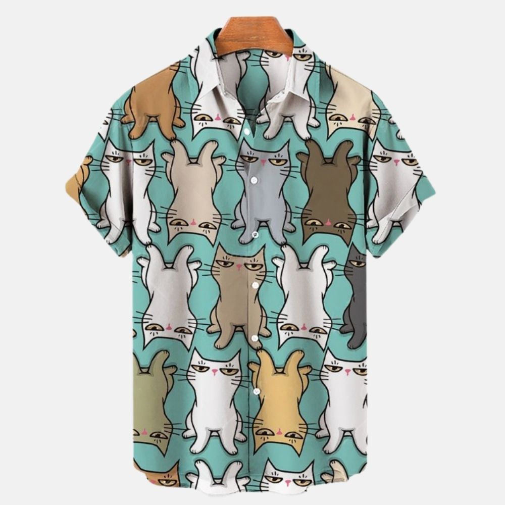 Funny Cats Hawaiian Shirt - Super Kitty Cats - 1005003878548114-ZL-2438-S