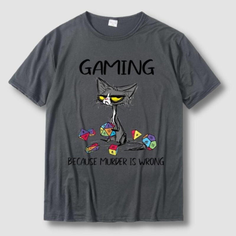 Funny Gamer Cat T-Shirt - Super Kitty Cats - 1005003230148982-S-Dark Grey