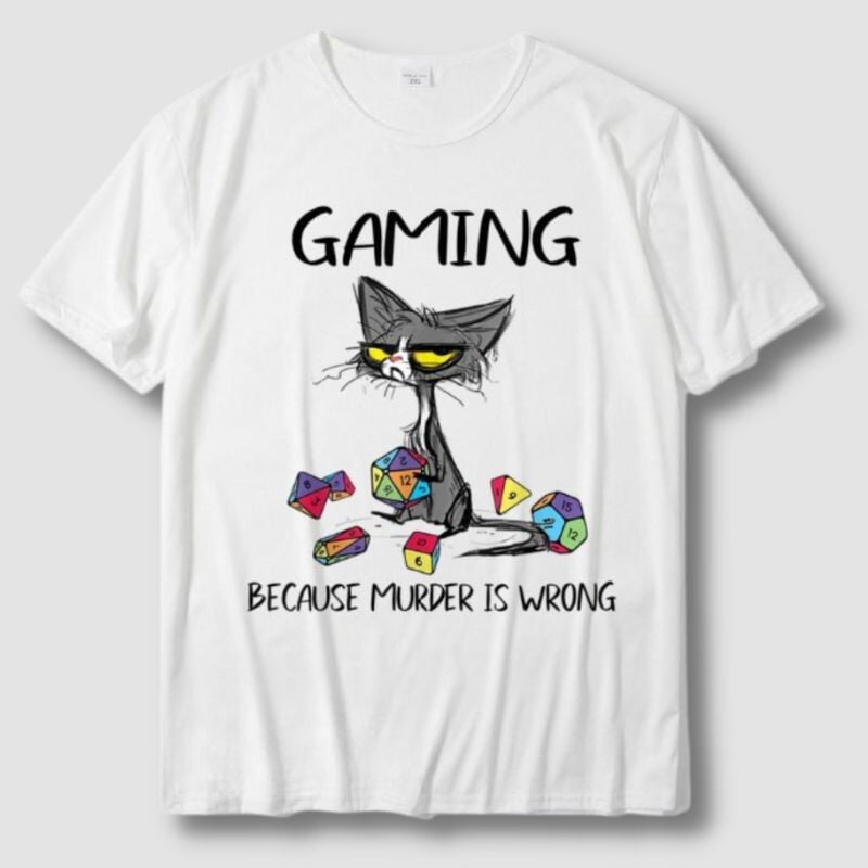 Funny Gamer Cat T-Shirt - Super Kitty Cats - 1005003230148982-XXXL-White