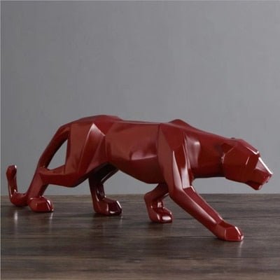Geometric Wild Cat Figurine - Super Kitty Cats - 32961491213-10 Inch-Red-China