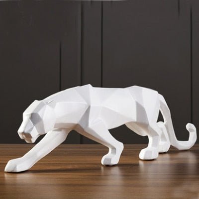 Geometric Wild Cat Figurine - Super Kitty Cats - 32961491213-17 Inch-White-China