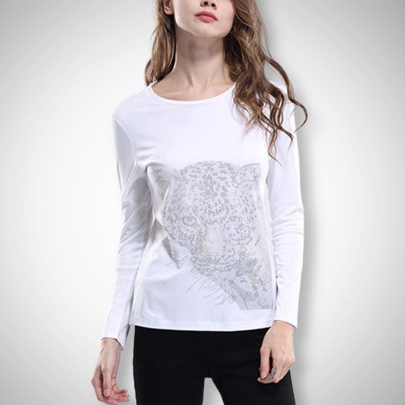 Glitzy Leopard Long Sleeve Shirt - Super Kitty Cats - 48605491-t046-o-black-long-s