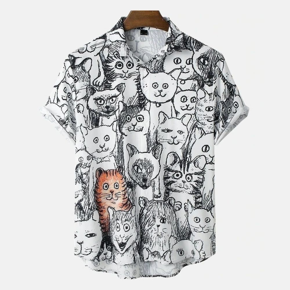 Hawaiian Cat Shirt - Super Kitty Cats - 45736751-white-xxl