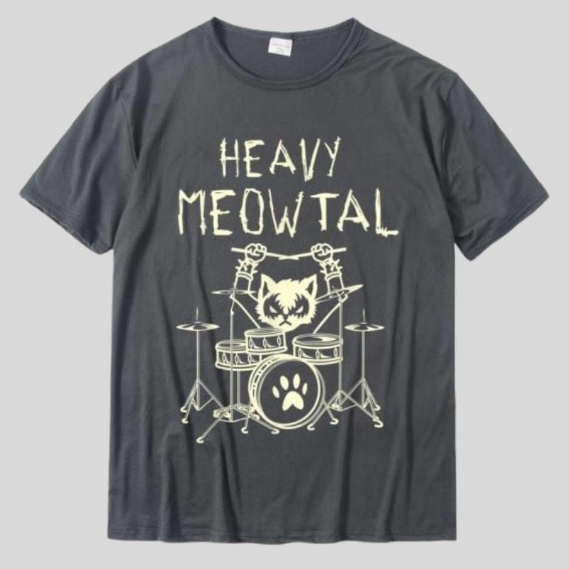 Heavy Meowtal Cat T-shirt - Super Kitty Cats - 49091206-dark-grey-xxxl